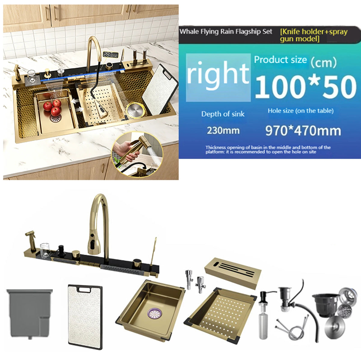 Modern Stainless Steel Sink Sinks Digital Display Large