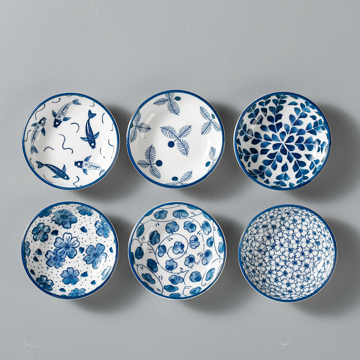 6pcs Mini Ceramic Sauce Dish Plate Retro Chinese