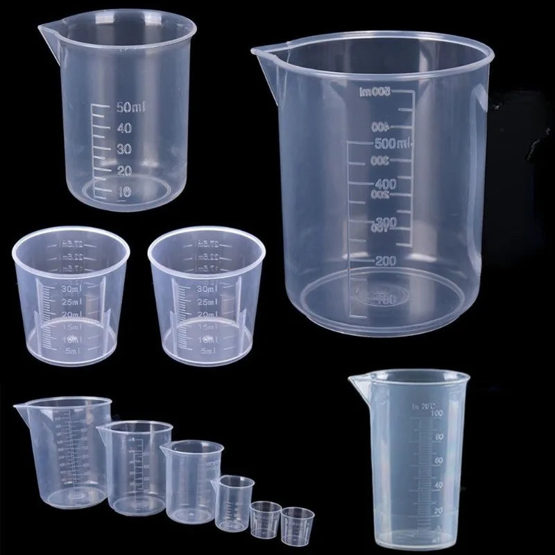 6pcs Plastic Measuring Cups - Clear Graduated Beaker