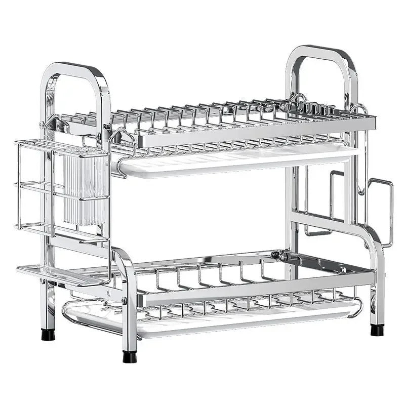 Dish Drying Rack Cutlery Holder Drain Tray Cutlery