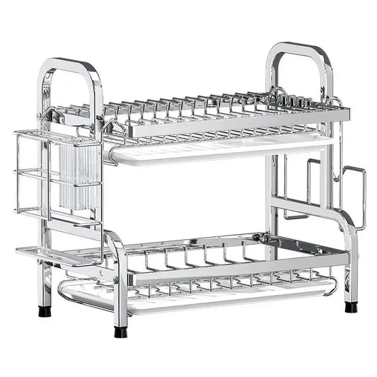 Dish Drying Rack Cutlery Holder Drain Tray Cutlery