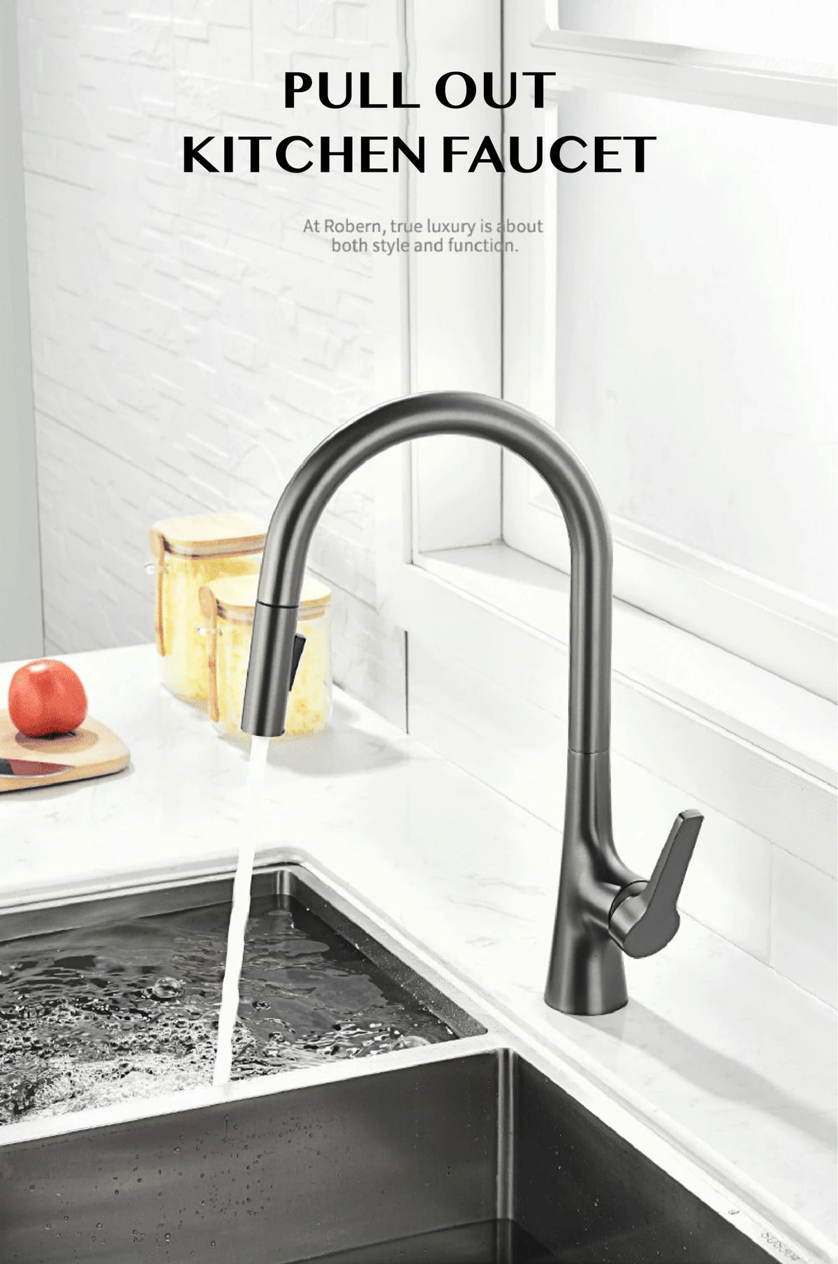 Aitana Modern Brushed Gold Faucet Handle Hole Ceramic