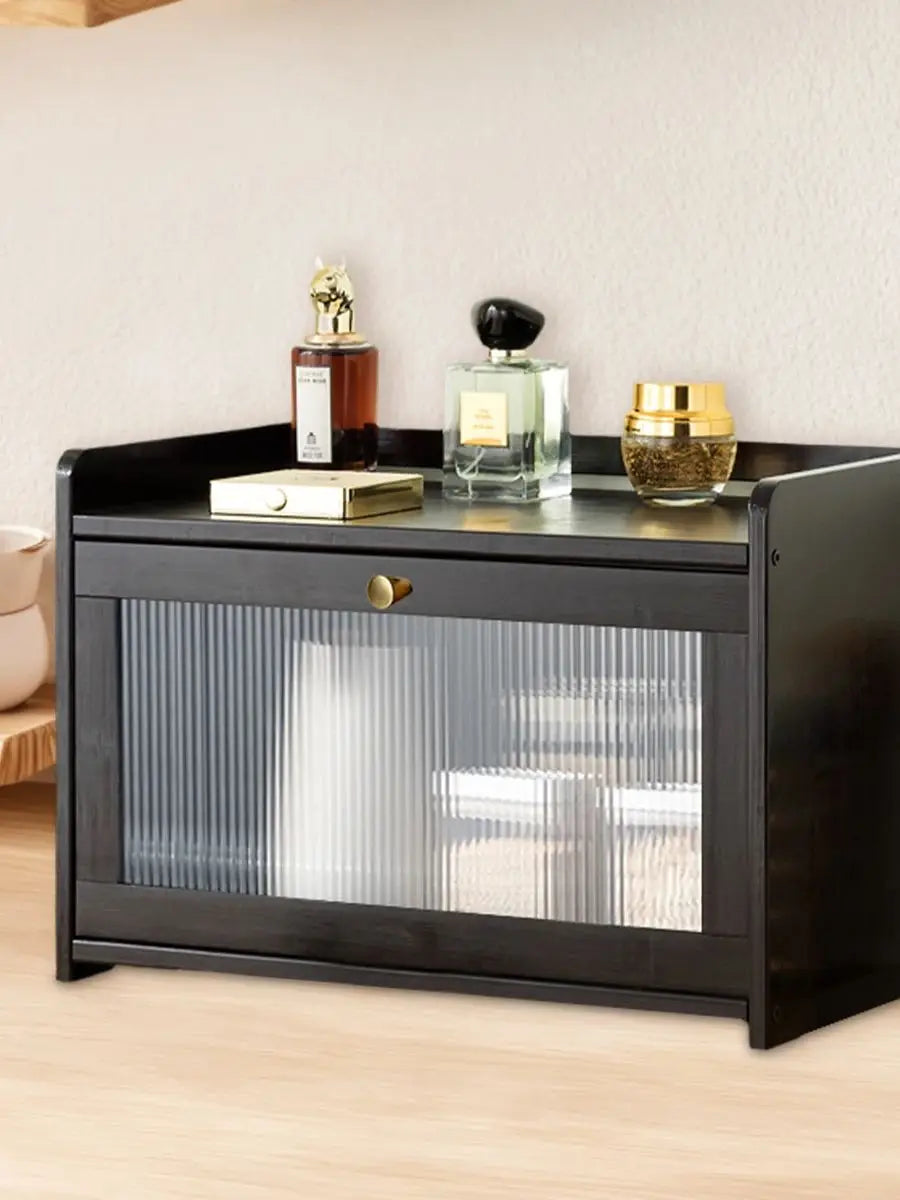 Bamboo Large Capacity Bread Box Countertop Organizer Acrylic