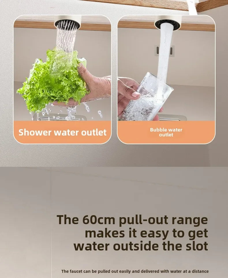 Cream Wooden Handle All Copper Faucet - Pull-Out