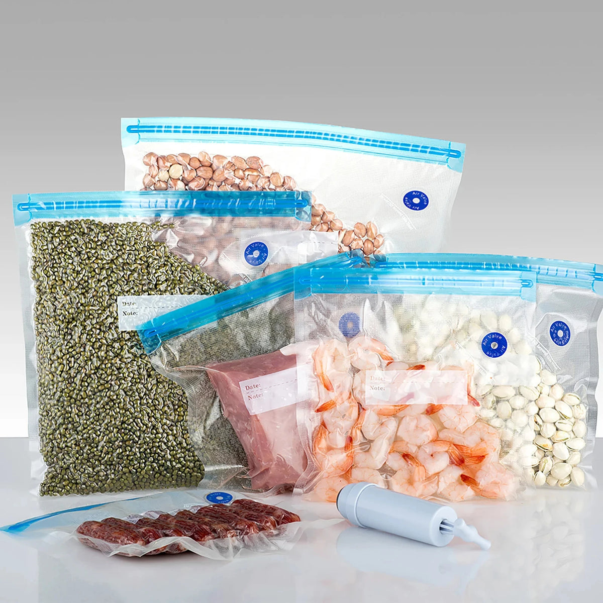 20/10pcs Reusable Vacuum Sealer Bag Air Valve Pump
