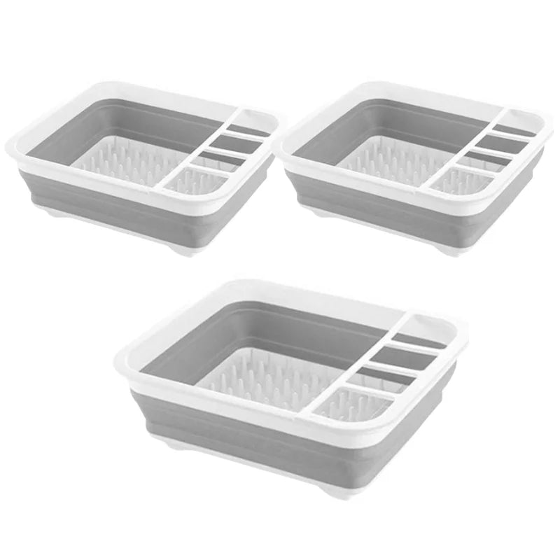 Foldable Silicone Dish Rack Sink Countertop Drainer Basket