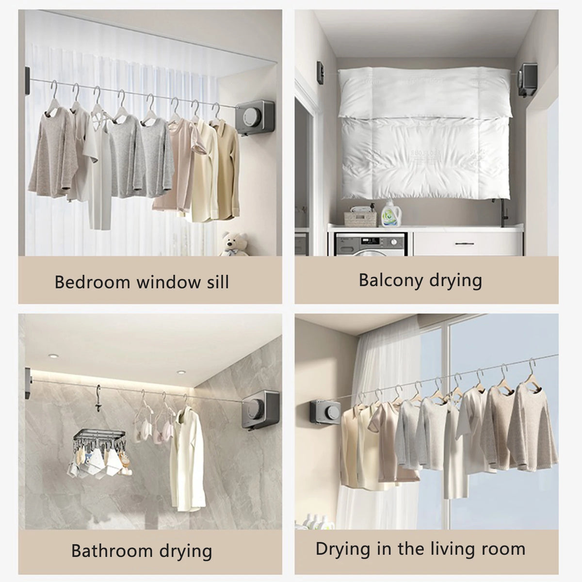 Invisible Clothesline Retractable Drying Rack Stainless Steel