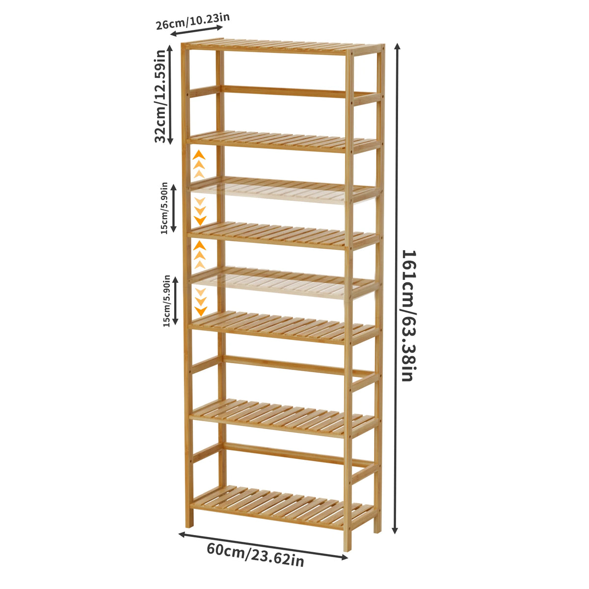 6-Tier Freestanding Bamboo Bookcase Storage Shelf Bathroom