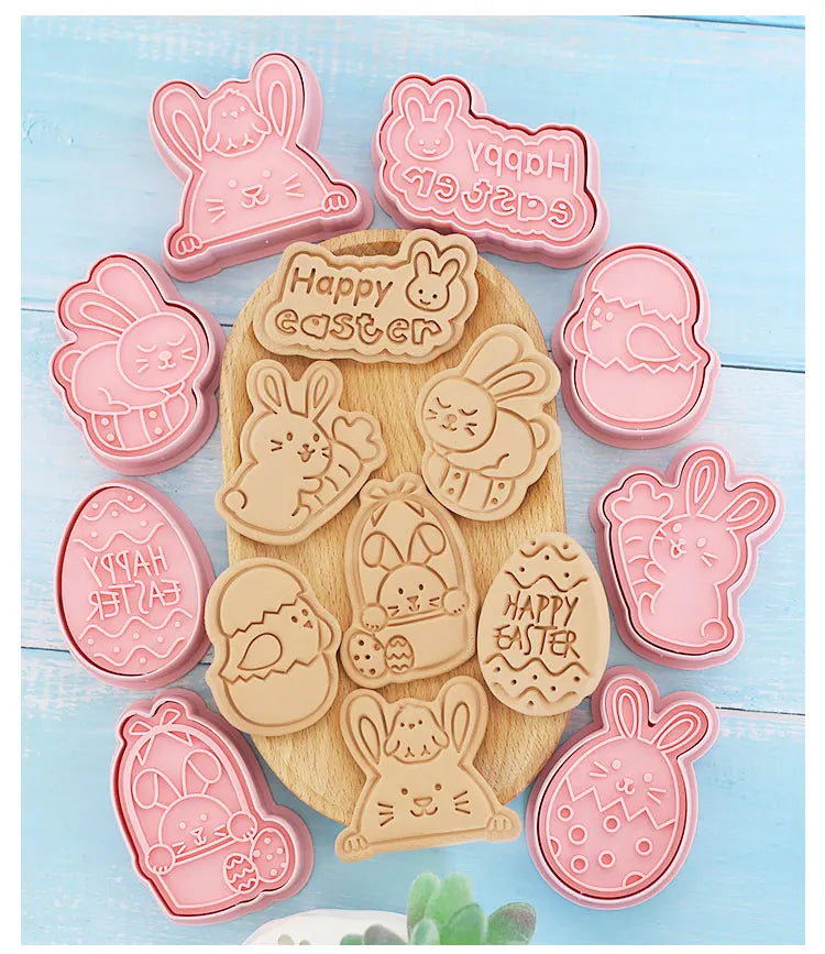 10pcs/Set Easter Cookie Cutters 3d Rabbit Egg Cartoon