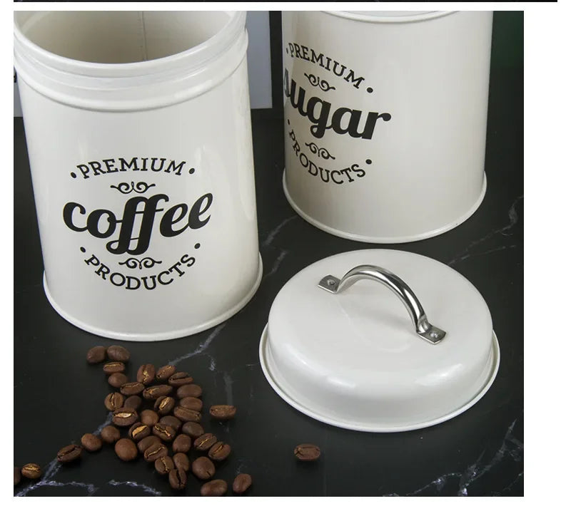Canisters Coffee Tea Sugar Flour Metal Tin Jars