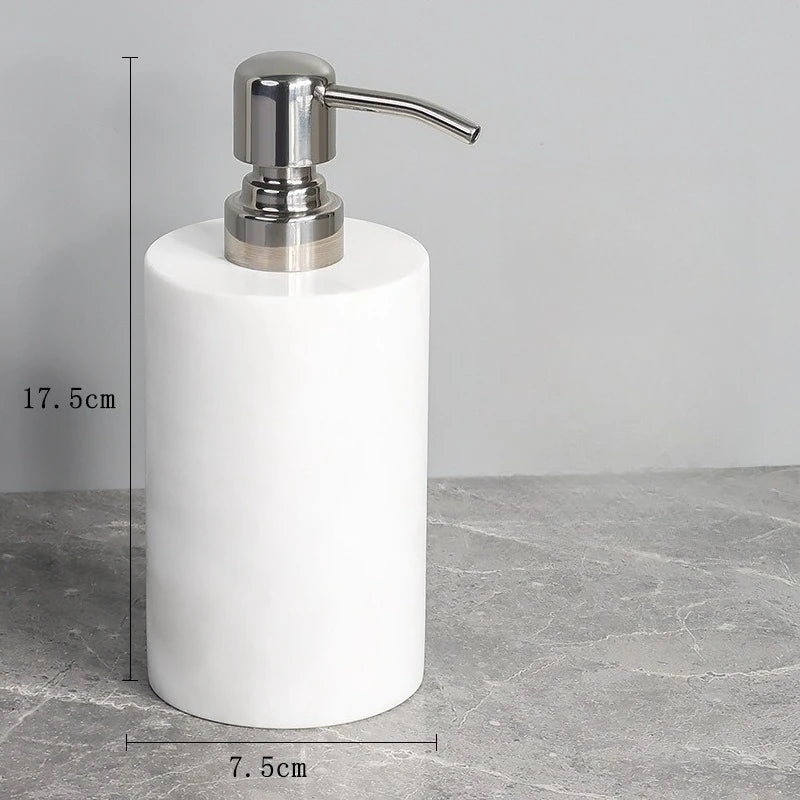 1pc White Natural Marble Bathroom Luxury Soap Dispenser