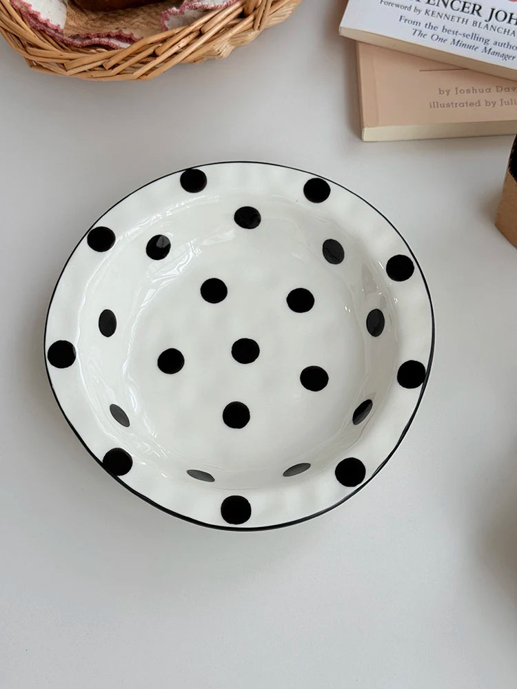 Hebden Style Creative Irregular Ceramic Diningware Black White