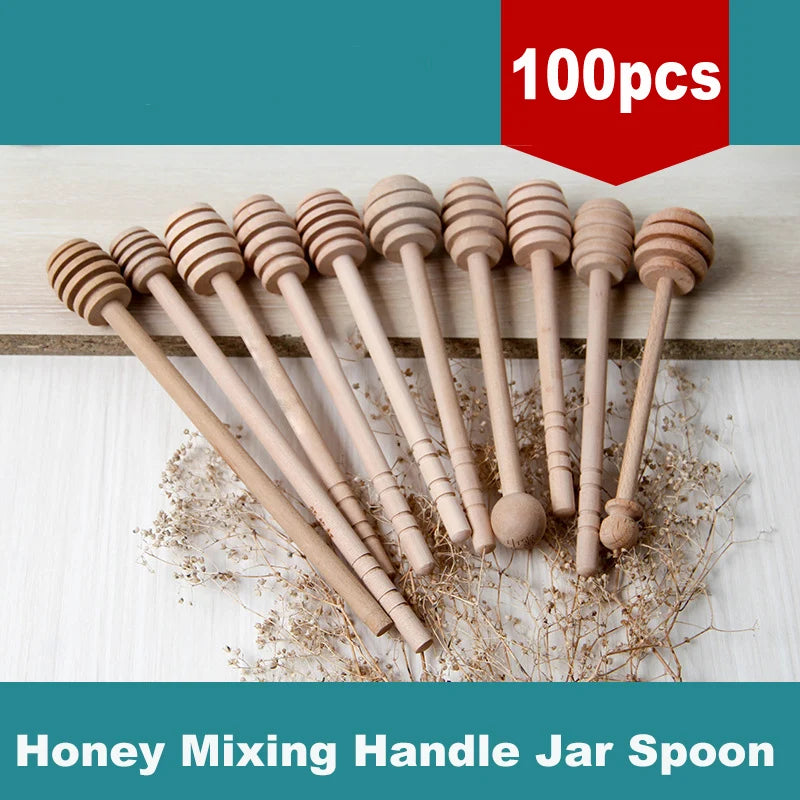 Honey Stir Bar Mixing Handle Jar Spoon Wooden