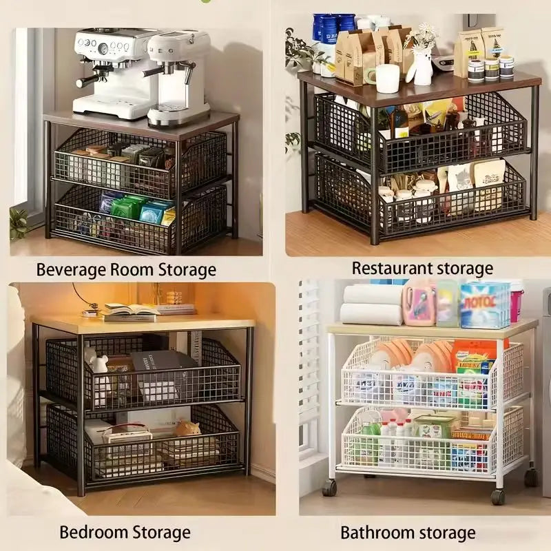 1pc Space-Saving Countertop Organizer Drawer Metal Basket -