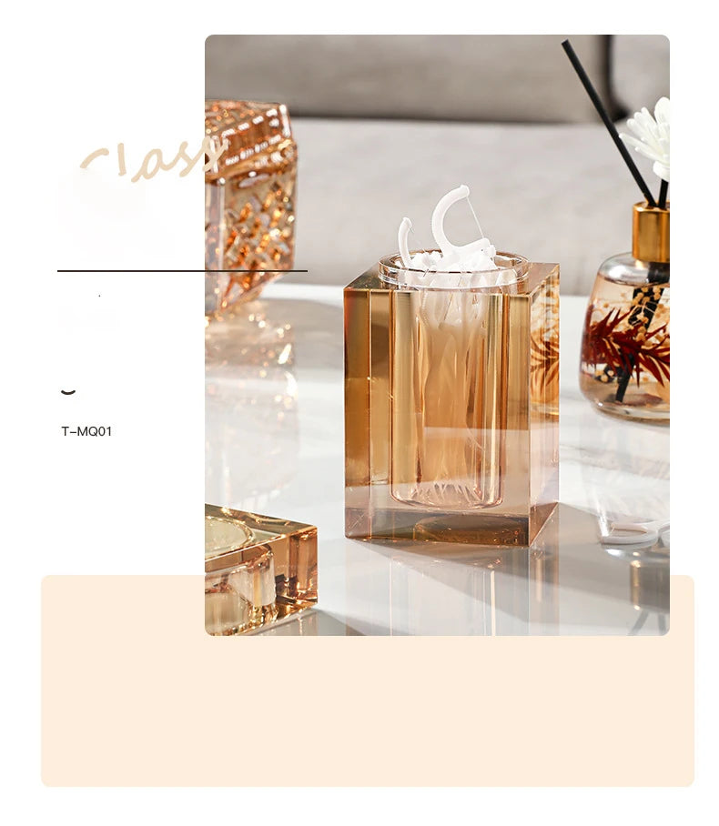 Luxury Crystal Glass Toothpick Box Barrel Dining Table