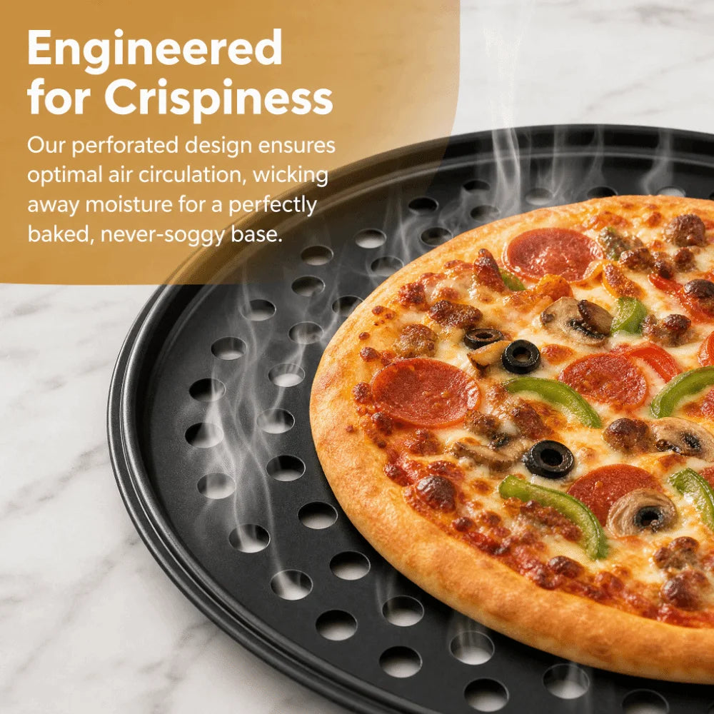 Carbon Steel Perforated Pizza Pan 9/10/11/12/14 Inch Mupti