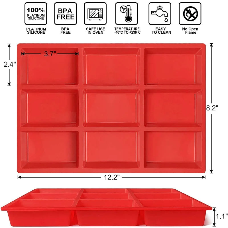 9-Cavity Silicone Mini Loaf Pan Baking Cake Bread