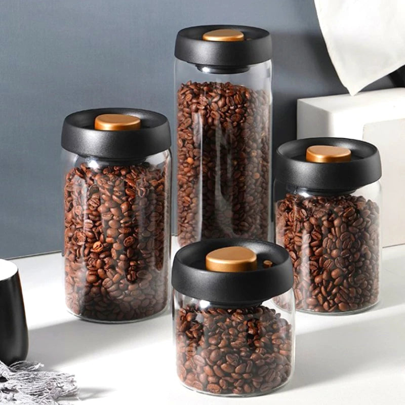 Vacuum Sealed Tank Coffee Beans Storage Glass Bottle