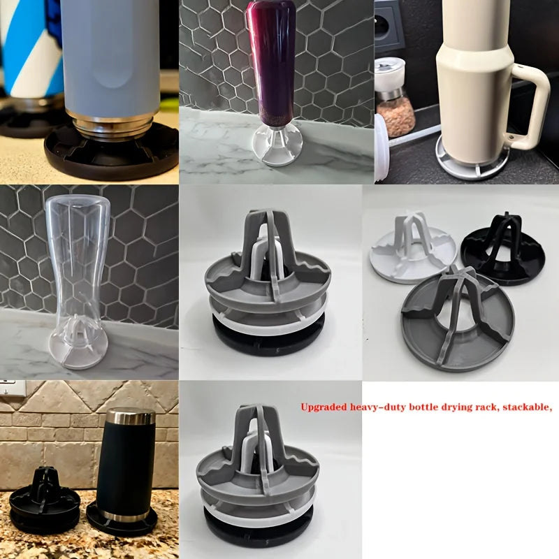 Universal Bottle Drying Rack Built-In Lid Holder Quick