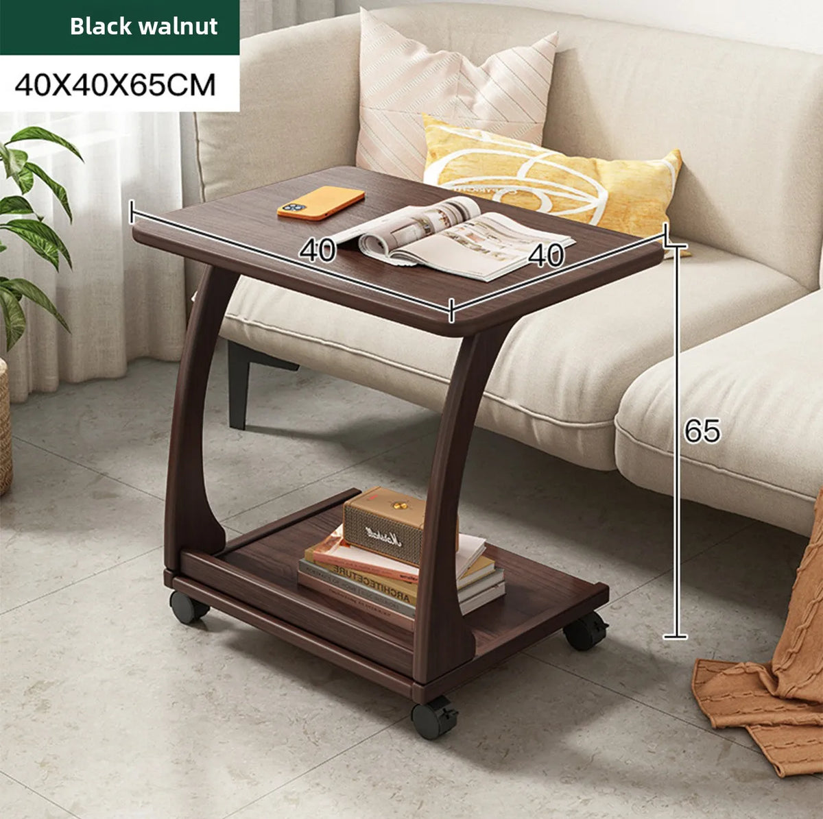 Mobile Solid Wood Coffee Table Living Room Storage