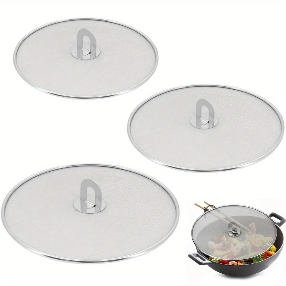 1/3pcs Splatter Screen Frying Pan Cooking Stainless Steels