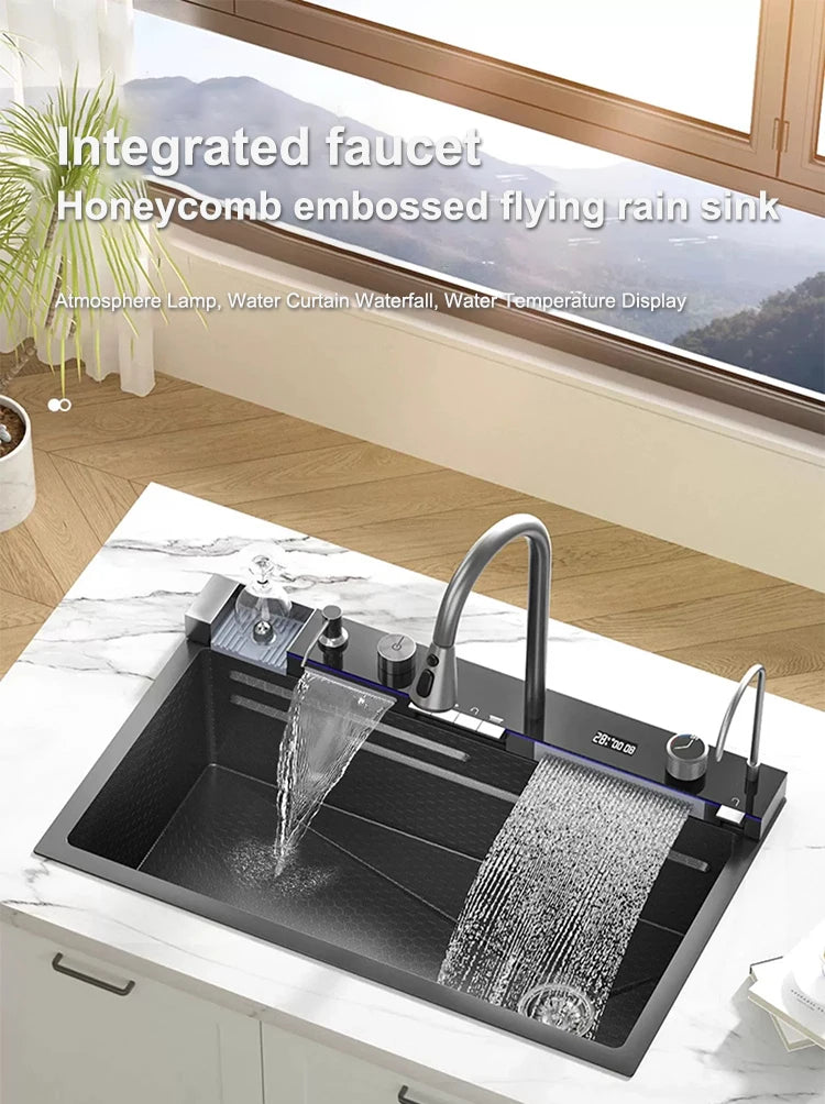 Sink Stainless Steel Waterfall Sinks Extra Large Slot