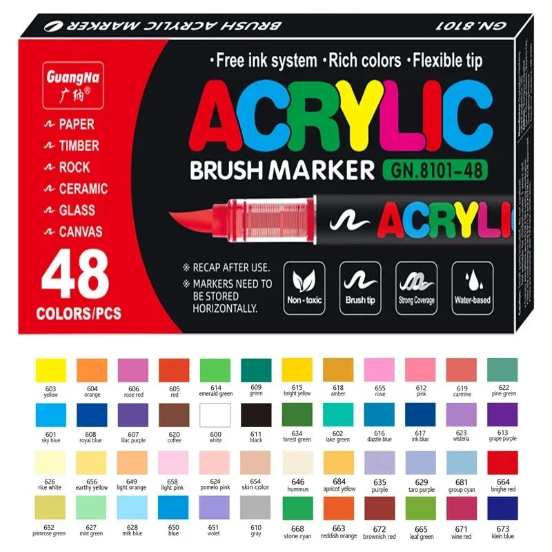 12-408 Colors Acrylic Paint Markers Flexible Brush Acrylic