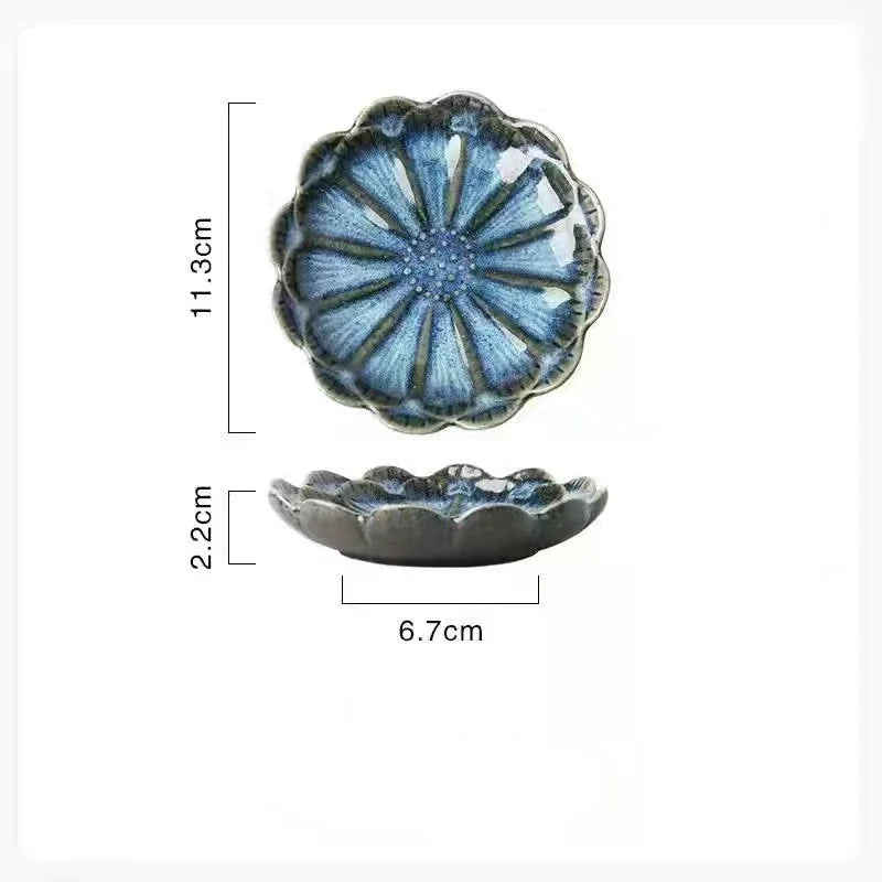 Japanese Ceramic Plate Retro Kiln Glaze Barbecue Mini