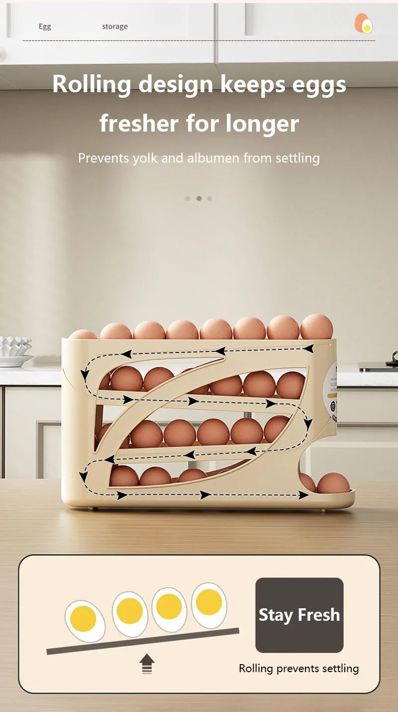 3-Tier Refrigerator Egg Storage Box Side Door Storage