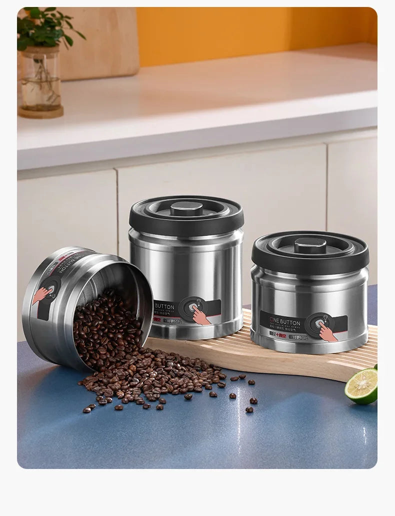 Vacuum Sealed Jug Coffee Beans Stainless Steel Airtight