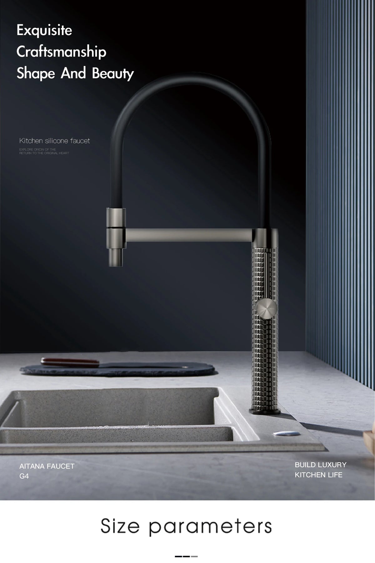 Aitana Gun Gray Luxury Brass Faucet Handle Cold