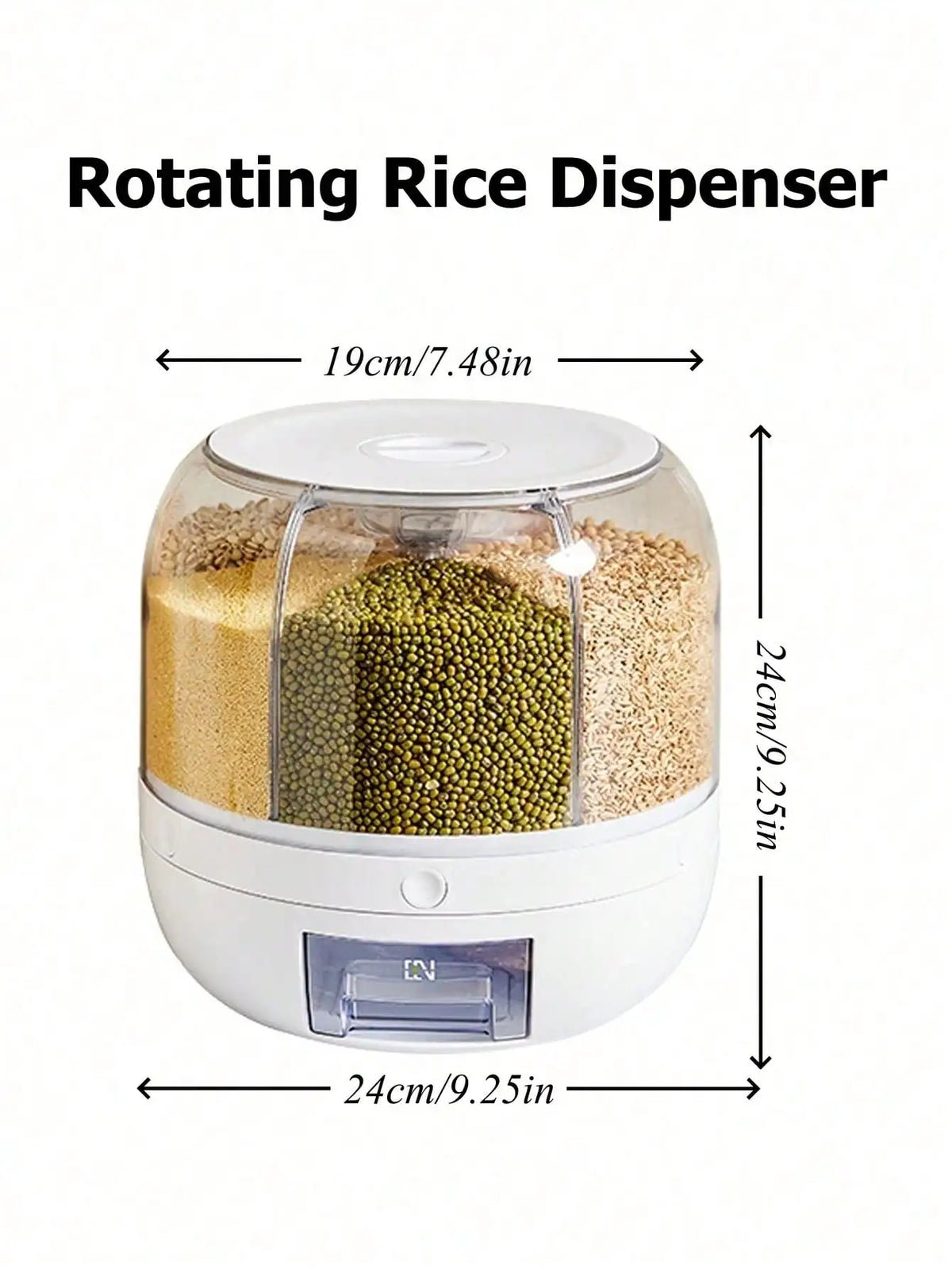 Grid Rotating Rice Dispenser 360 Grain Storage Container
