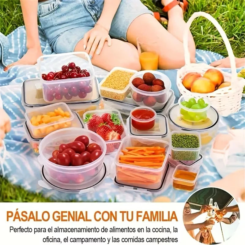 12/16/24pcs Reusable Food Storage Container Lid Sealed Plastic