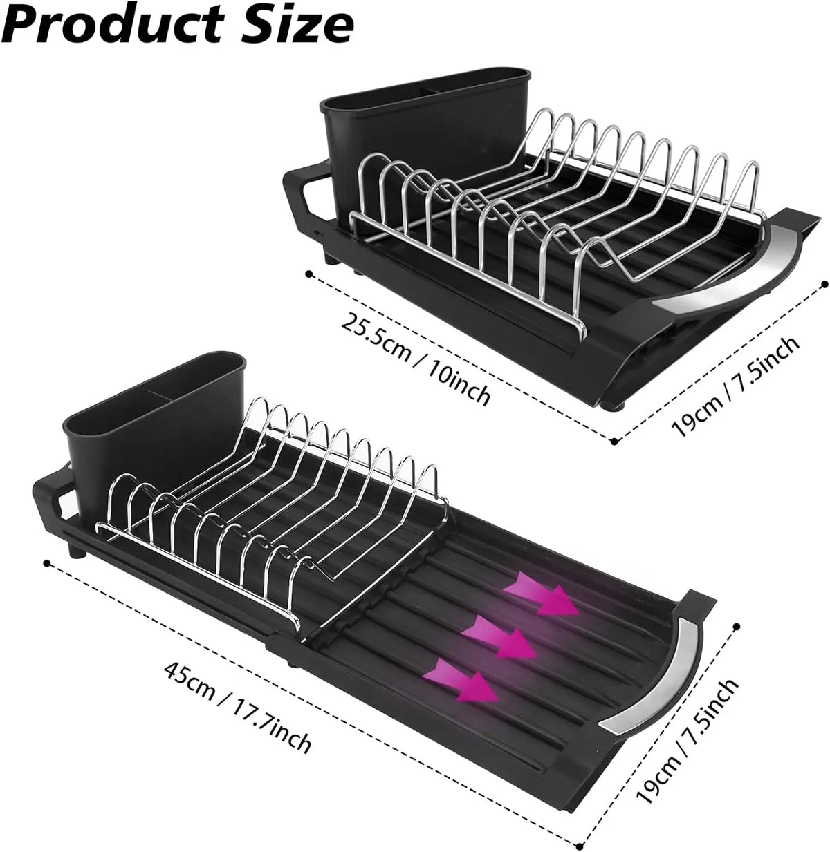 Expandable Dish Drying Rack Dish Racks Counter Adjustable