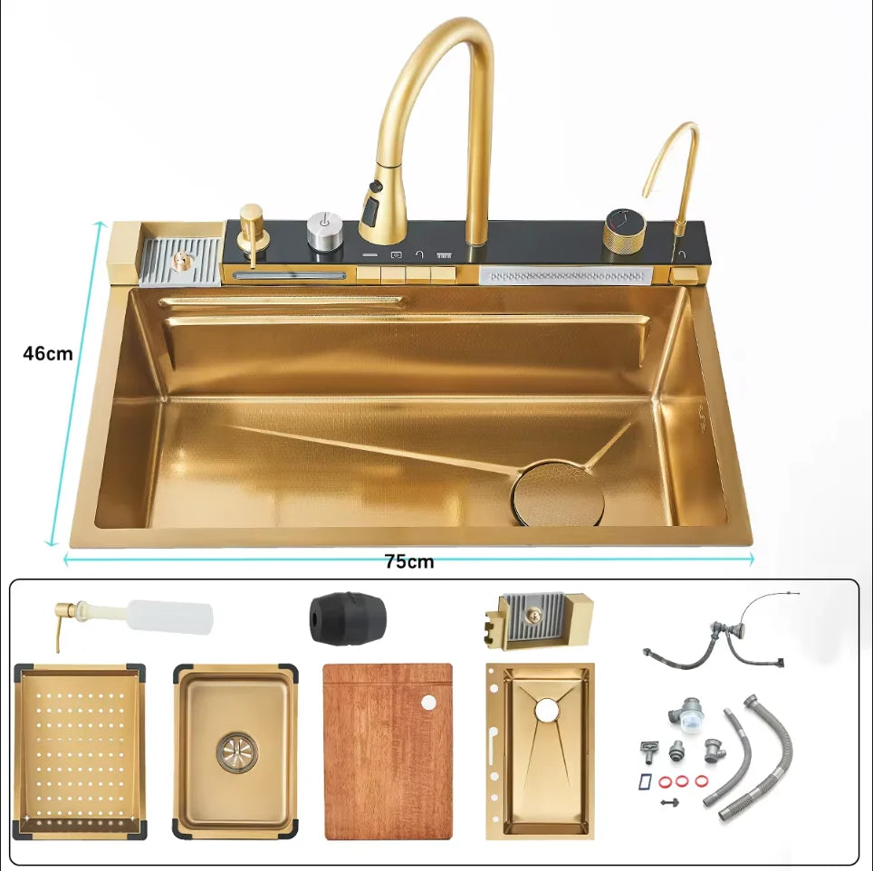 Shinesia Stainless Steel Waterfall Sink Digital Display Large