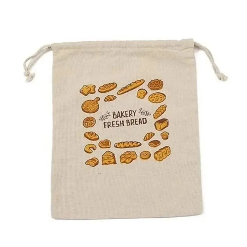 Linen Bread Bags Reusable Homemade Drawstring Loaf Bag