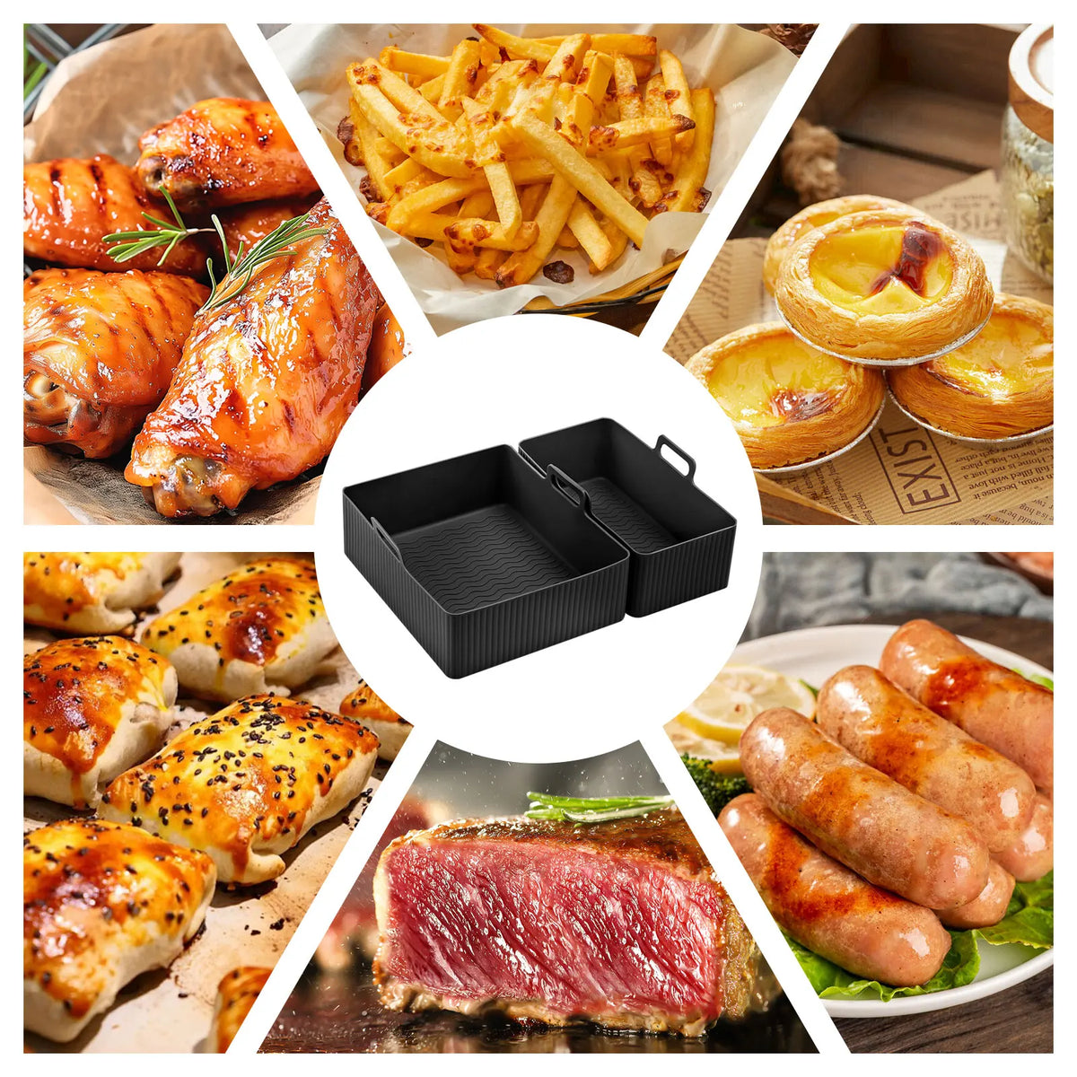 2pcs/Set Silicone Air Fryer Mat Airfryer Baking Pan