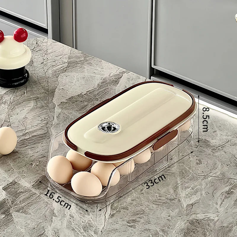 Auto Rolling Egg Holder Refrigerator Stackable Egg Storage