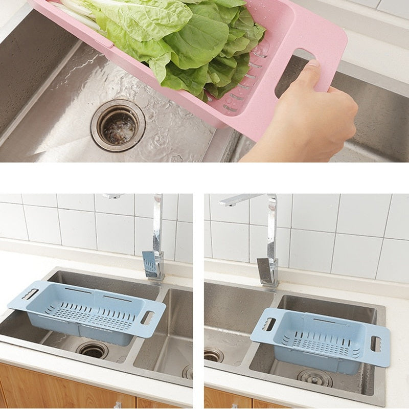 Adjustable Dish Drainer Sink Drain Basket Washing Vegetable
