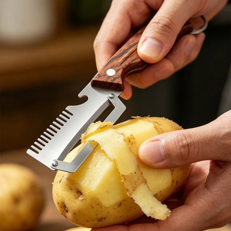 3-In-1 Stainless Steel Peeler Scallion Shredder Bottle Opener