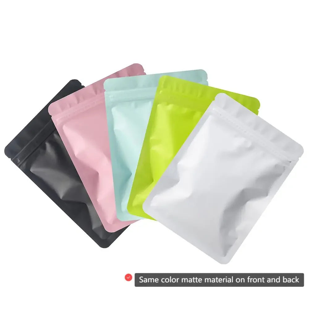 100pcs Double Sided Frosted Mylar Bags Waterproof Flat