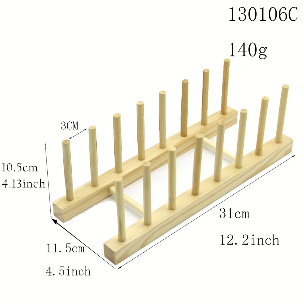 Wooden Dish Drain Rack Dinnerware Storage Organizer Tray