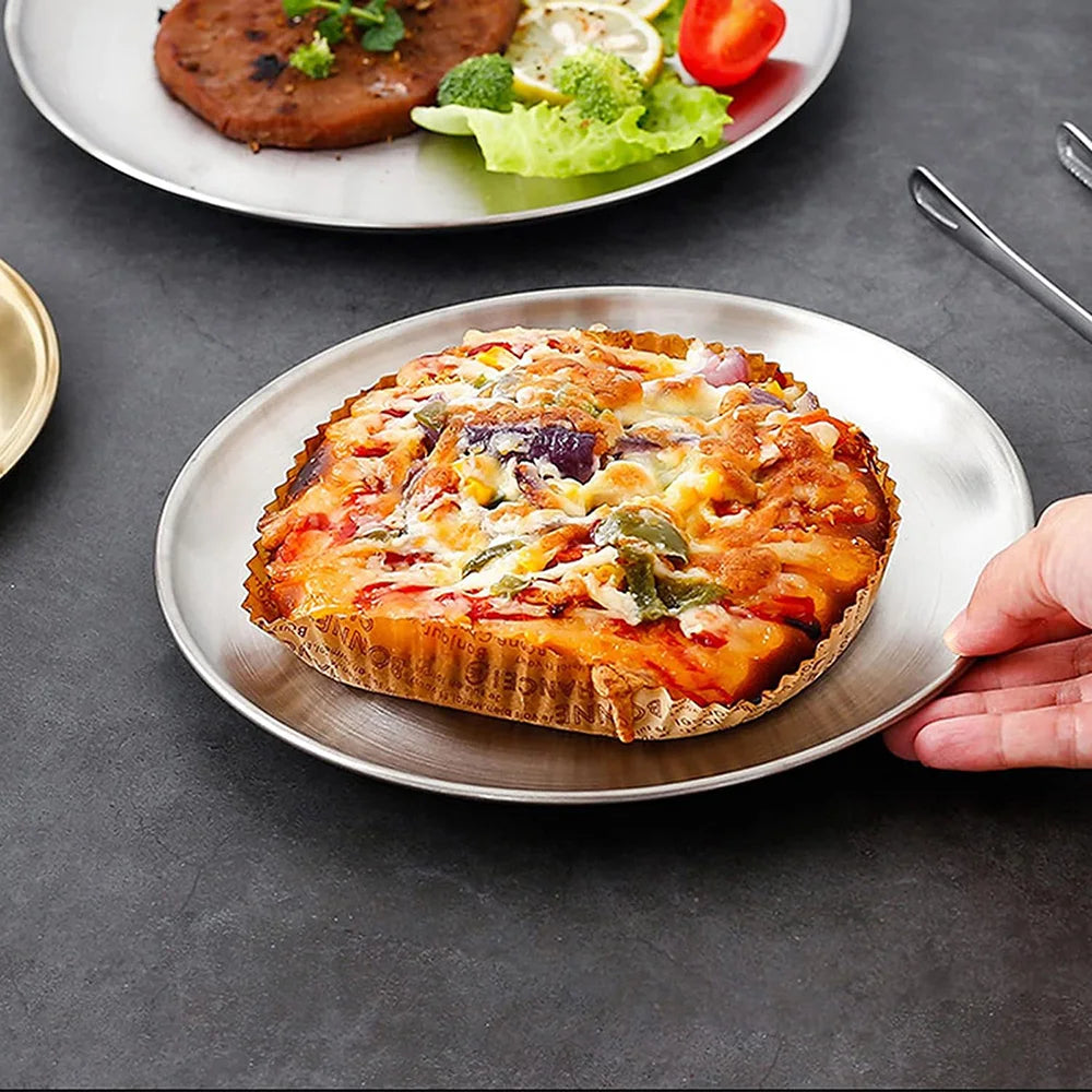 8pcs Stainless Steel Metal Round Dining Disc Bone