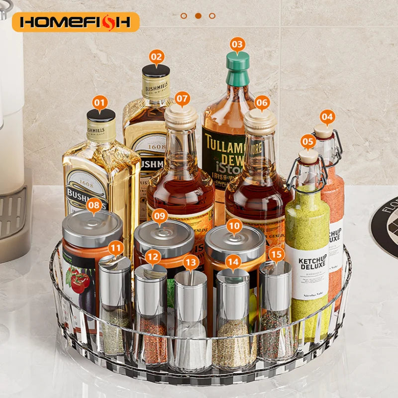 Multi-Purpose Rotating Spice Rack Efficient Countertop Organizer