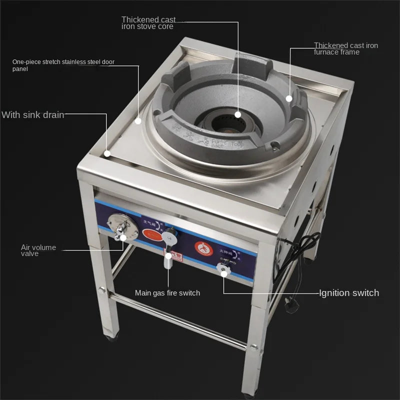 Stainless Steel Fierce Fire Stove Commercial Wok Gas