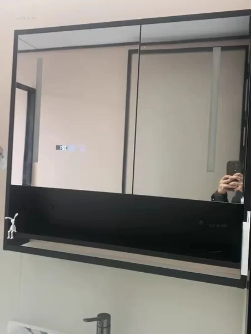 Smart Bathroom Mirror Cabinets Wall-Mounted Backlight Anti-Fog