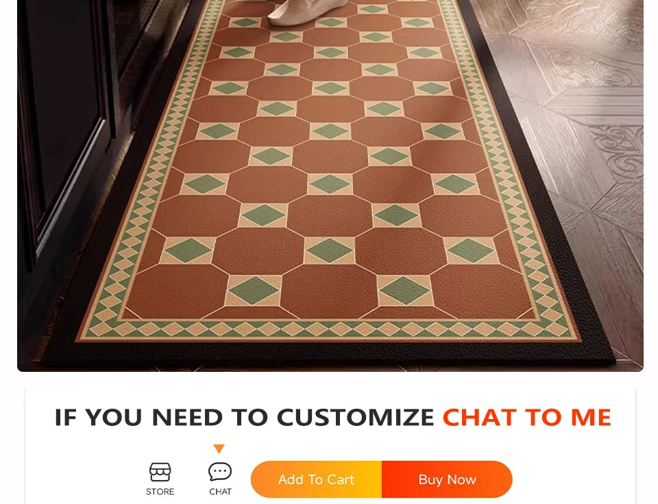 Floor Mat Long Rug Waterproof Non-Slip Pvc Leather