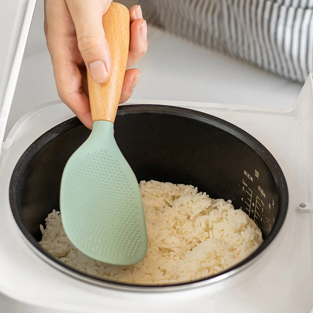 Non-Stick 1pcs Silicone Rice Spoon Cooking Spoon Anti-Scalding