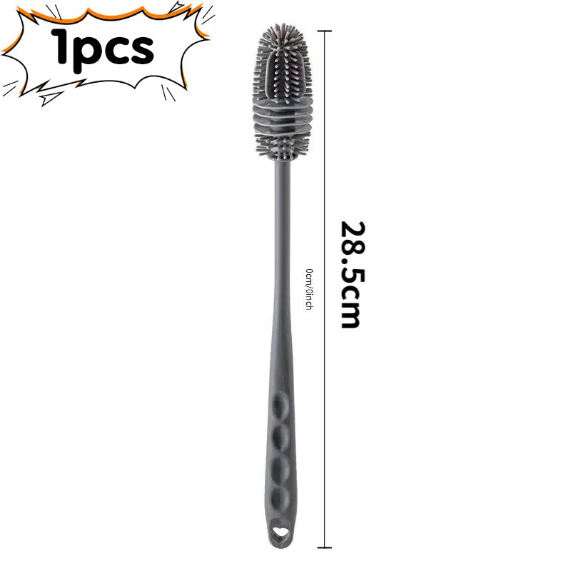 1/2pcs Long Handle Silicone Bottle Brush Cleaning Brush
