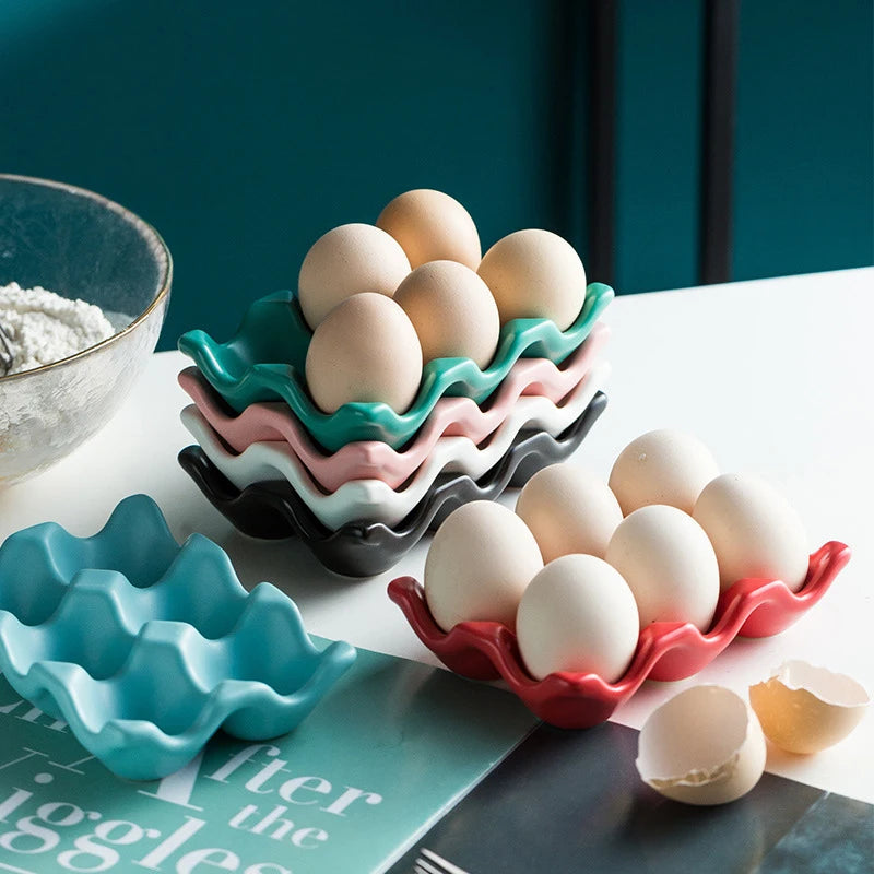 Grid Ceramic Egg Storage Rack Non Slip Shockproof